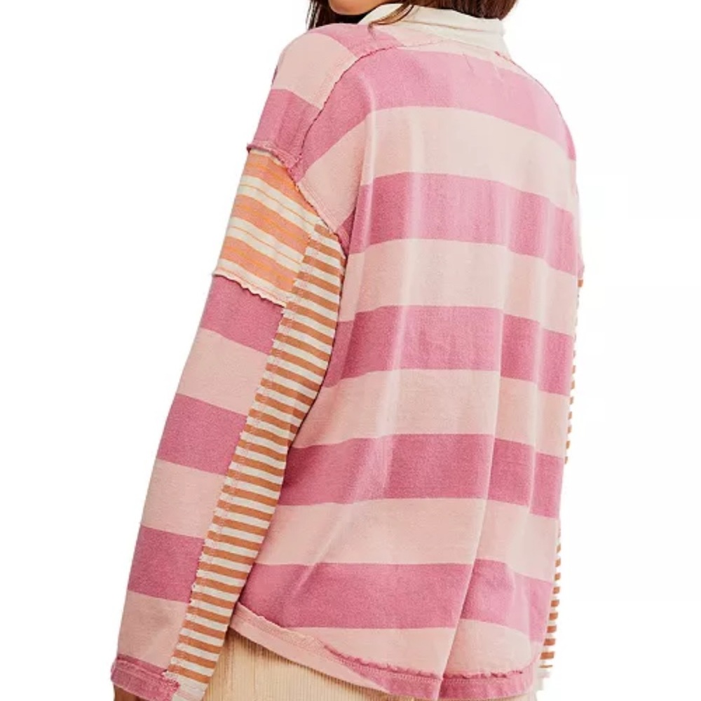 Free People Aster Stripe Tee in Farm Combo Size Small - Picture 2 of 7